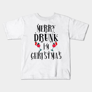 Merry Drunk. I'm Christmas. Funny Christmas Mask. Kids T-Shirt